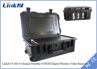 Walizka taktyczna COFDM Odbiornik wideo IP65 z baterią i wyświetlaczem Szyfrowanie AES256 DC-12V