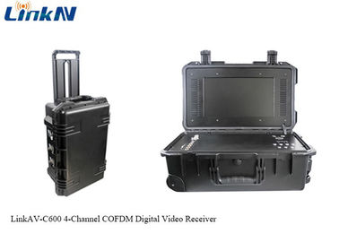 Taktyczny odbiornik wideo COFDM z baterią i wyświetlaczem Szyfrowanie AES256 4-kanałowe IP65